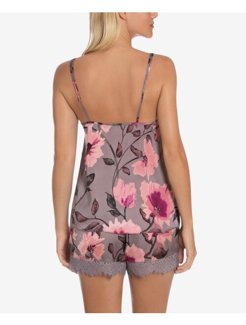 Midnight Bakery Women's Cora Floral Satin Camisole Tap Set 2 Piece