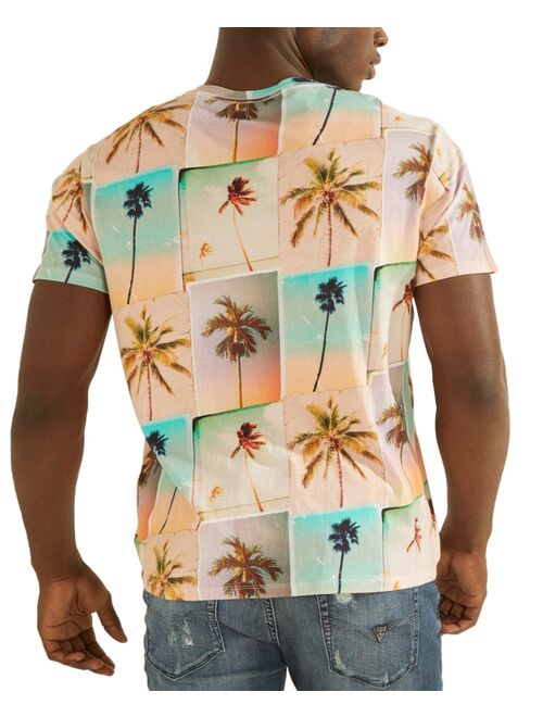 GUESS Men's Eco Faded Palm Tree Graphic T-Shirt