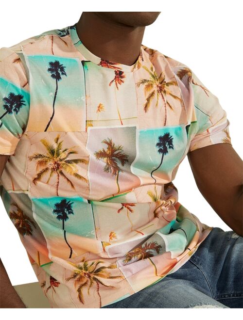 GUESS Men's Eco Faded Palm Tree Graphic T-Shirt