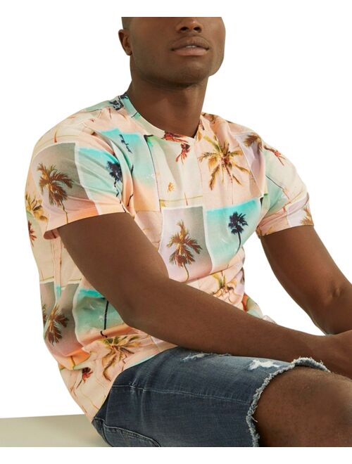 GUESS Men's Eco Faded Palm Tree Graphic T-Shirt