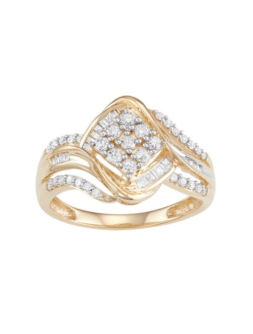 10k Gold 1/2 Carat T.W. Diamond Cluster Ring