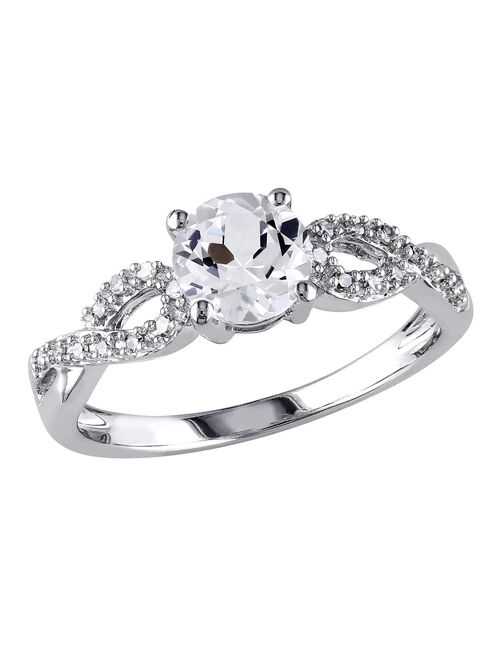 Stella Grace 10k White Gold 1/10 Carat T.W. Diamond & Lab-Created White Sapphire Twist Wedding Ring