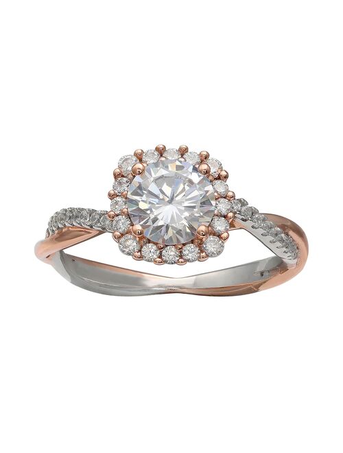 PRIMROSE Sterling Silver Cubic Zirconia Cushion Halo Ring