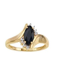 Gemminded 10k Gold Onyx & Diamond Accent Bypass Ring