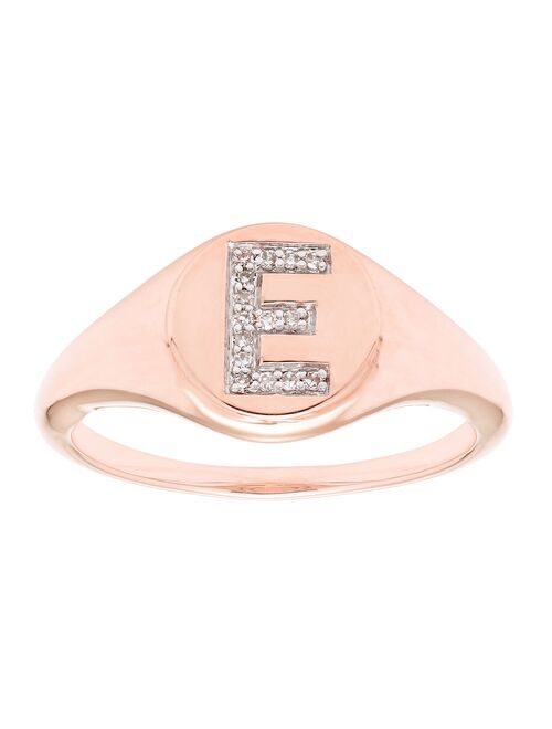 It's Personal 14k Gold Diamond Accent Signet Ring