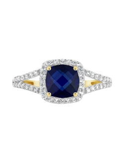 10K Yellow Gold 7mm Cushion Gemstone Ring