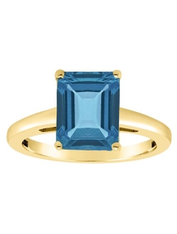 Alyson Layne 14k Gold Emerald Cut London Blue Topaz Solitaire Ring