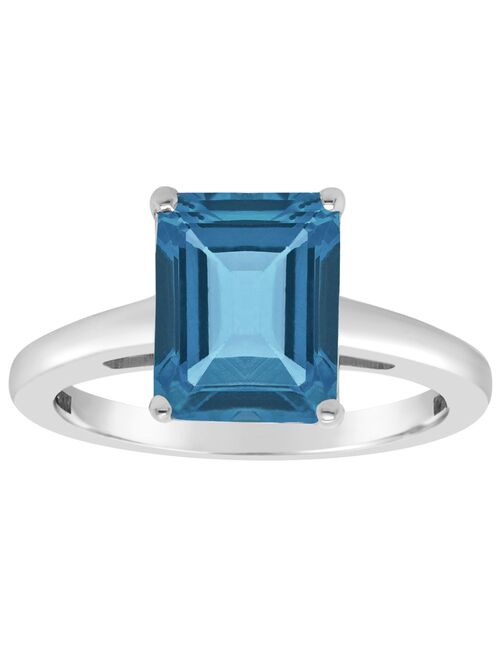 Alyson Layne 14k Gold Emerald Cut London Blue Topaz Solitaire Ring