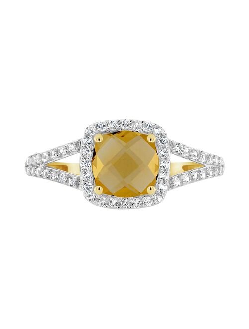 10K Yellow Gold 7mm Cushion Gemstone Ring