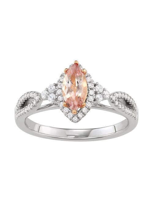 Simply Vera Vera Wang Two Tone 14k Gold 1/4 Carat T.W. Diamond & Morganite Engagement Ring