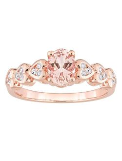 Stella Grace 18k Rose Gold Over Silver Morganite & White Topaz Heart Ring