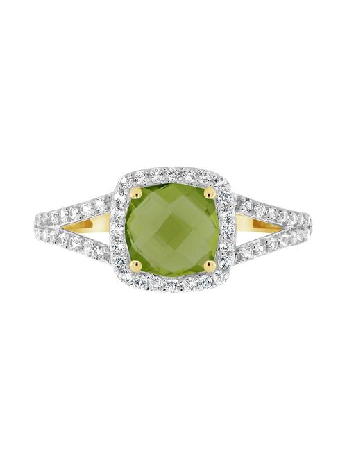 10K Yellow Gold 7mm Cushion Gemstone Ring