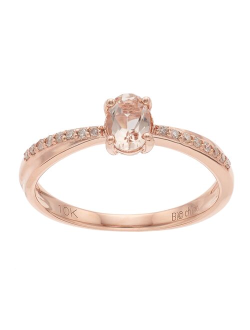 Gemminded 10k Rose Gold Morganite & Diamond Accent Ring