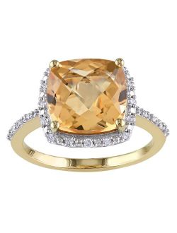 Stella Grace 10k Gold Citrine & 1/10 Carat T.W Diamond Halo Ring