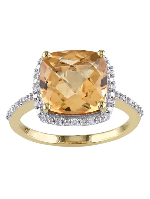 Stella Grace 10k Gold Citrine & 1/10 Carat T.W Diamond Halo Ring