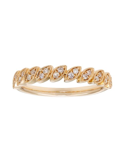 The Regal Collection 14k Gold 1/6 Carat T.W. IGL Certified Diamond Marquise Wedding Ring