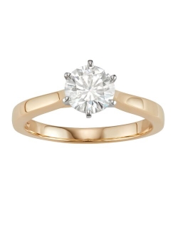 14K Gold 1 Carat T.W. Lab-Created Moissanite 6-Prong Solitaire Ring