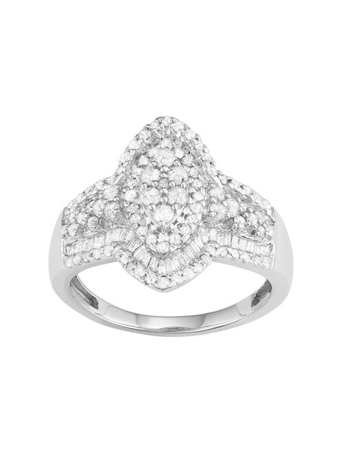 10k White Gold 1 Carat T.W. Diamond Marquise Halo Ring