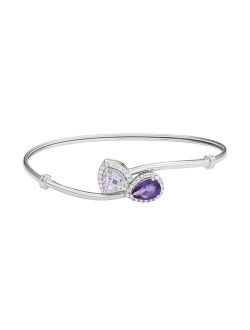 Amethyst & Rose de France Amethyst Sterling Silver Bypass Bangle Bracelet