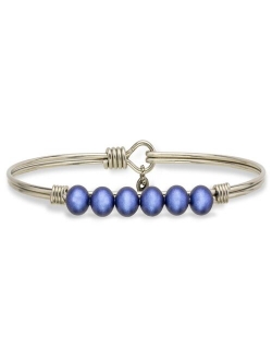 Luca + Danni Crystal Pearl Bangle Bracelet Blue Lapis Iridescent Dark Blue