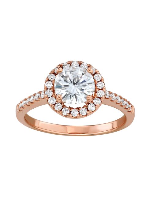 Charles & Colvard 14k Rose Gold 1 1/3 Carat T.W. Lab-Created Moissanite Halo Engagement Ring