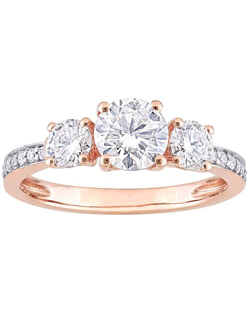 Stella Grace 10k Rose Gold Lab-Created Moissanite 3-Stone Engagement Ring