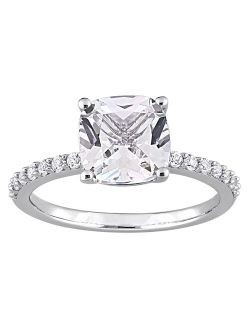 Stella Grace 10k White Gold Lab-Created White Sapphire Cushion-Cut Engagement Ring