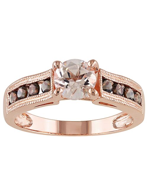 Stella Grace 18k Rose Gold Over Silver Morganite & Smoky Quartz Cocktail Ring