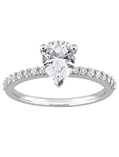 Stella Grace 10k White Gold Lab-Created White Sapphire Pear-Cut Engagement Ring