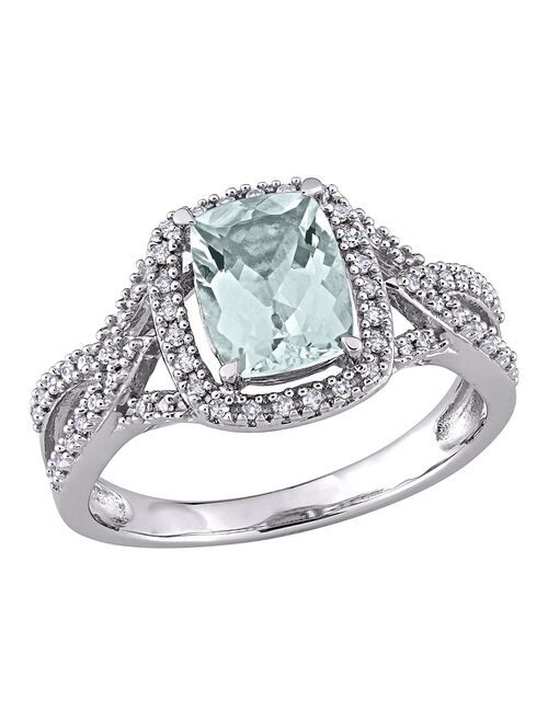 Stella Grace 10K White Gold Aquamarine & 1/6 Carat T.W. Diamond Ring