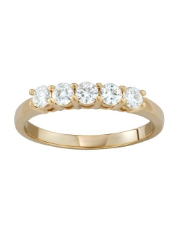 14K Gold 1/2 Carat T.W. Lab-Created Moissanite 5 Stone Band