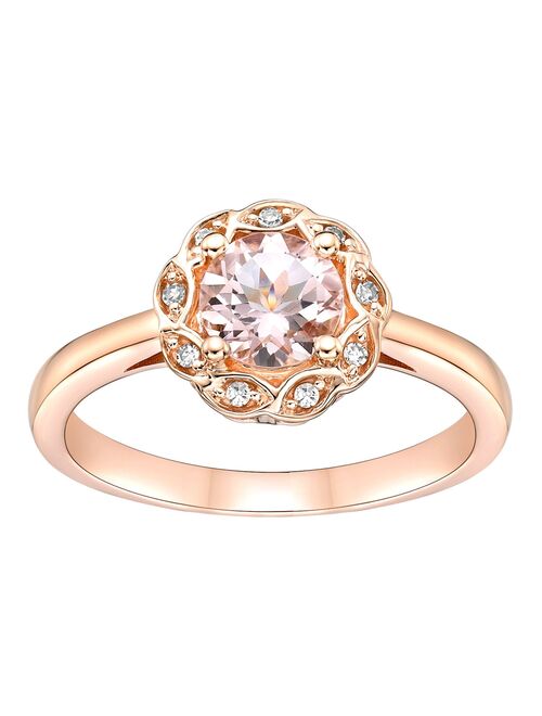 Gemminded 10k Rose Gold Morganite & Diamond Accent Ring