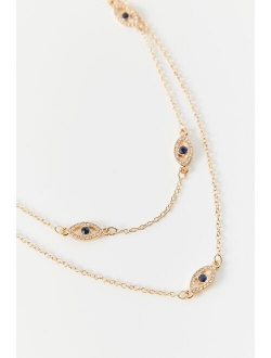 Rhinestone Evil Eye Layer Necklace