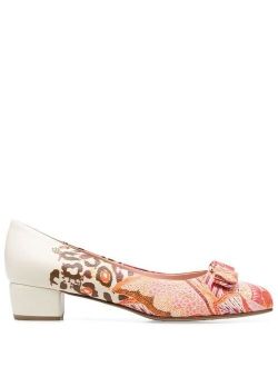 Salvatore Ferragamo Vara 35mm mixed-print pumps