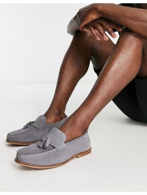 Schuh rich tassel loafers in gray suede