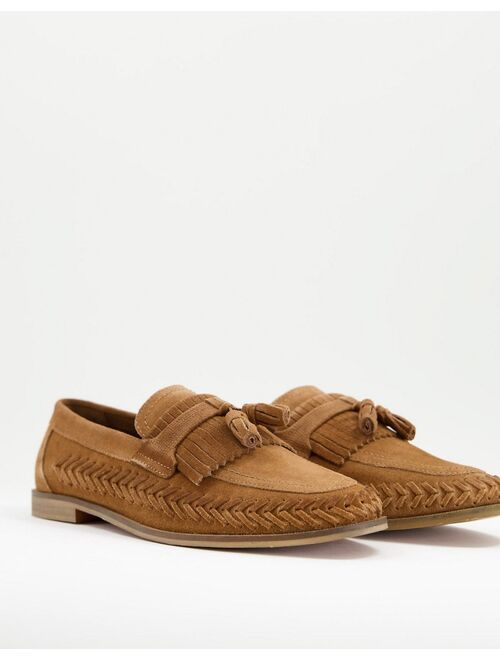 Walk London Arrow woven loafers in tan suede