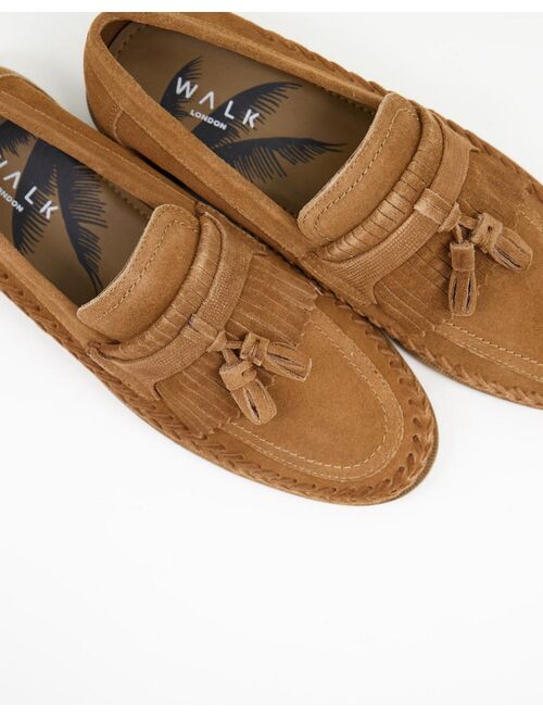 Walk London Arrow woven loafers in tan suede