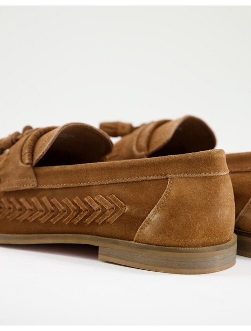 Walk London Arrow woven loafers in tan suede