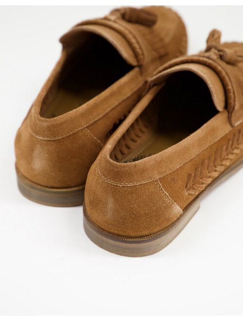 Walk London Arrow woven loafers in tan suede