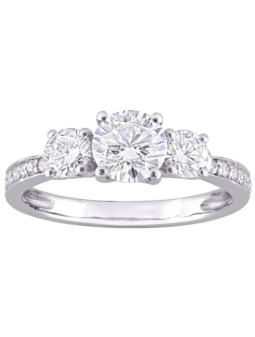 Stella Grace 10k White Gold 1 1/4 Carat T.W. Lab-Created Moissanite 3-Stone Engagement Ring