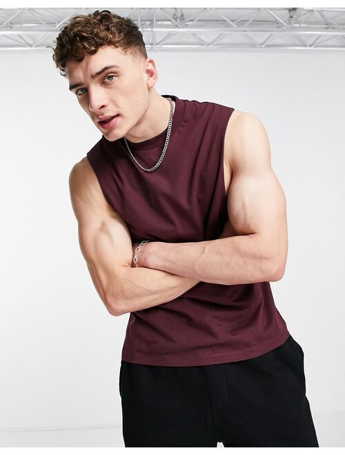 ASOS DESIGN relaxed fit tank top in burgundy