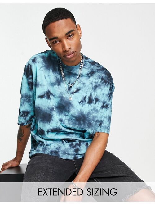 ASOS DESIGN oversized T-shirt in blue & black tie dye