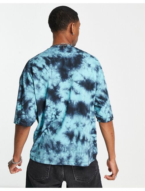 ASOS DESIGN oversized T-shirt in blue & black tie dye