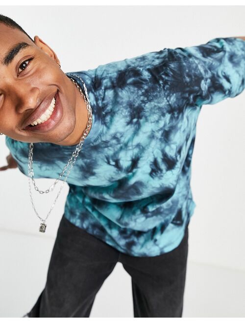 ASOS DESIGN oversized T-shirt in blue & black tie dye