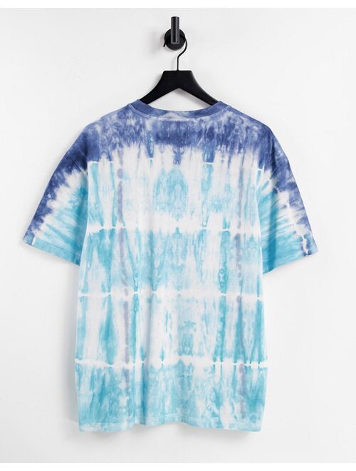 Topman oversized tie dye stripe t-shirt in blue