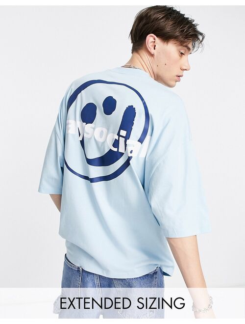 ASOS DESIGN ASOS Daysocial oversized t-shirt with smiley graphic print in blue