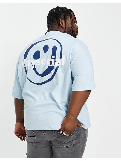 ASOS DESIGN ASOS Daysocial oversized t-shirt with smiley graphic print in blue