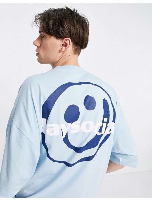 ASOS DESIGN ASOS Daysocial oversized t-shirt with smiley graphic print in blue