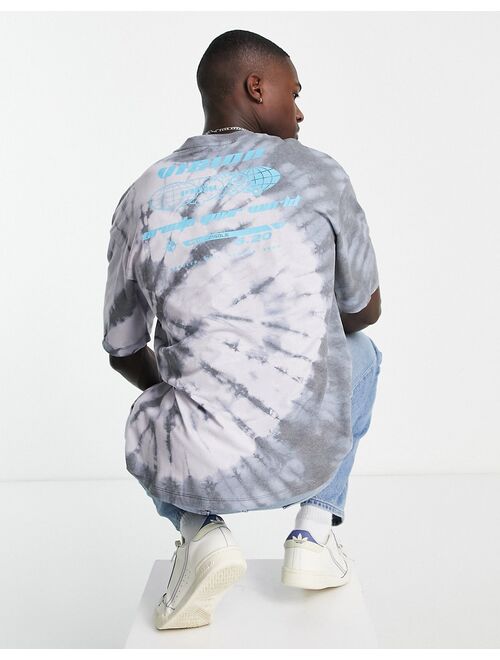 Jack & Jones Originals oversized t-shirt with visions back print in gray tie dye