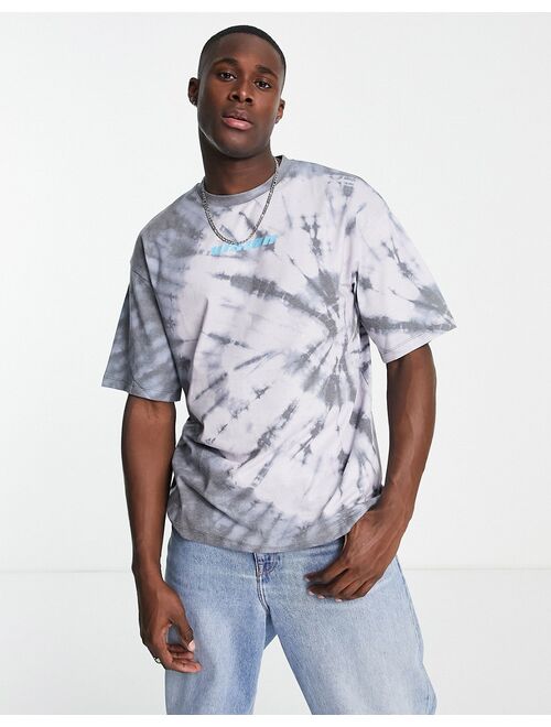 Jack & Jones Originals oversized t-shirt with visions back print in gray tie dye